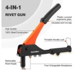 ValueMax 4-in-1 Hand Riveter / Pop Rivet Gun Tool Kit with 200 Rivets – 4 Interchangeable Nosepieces for Metal (3/32", 1/8", 5/32", 3/16") - Image 4