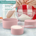 8-Piece Measuring Cups and Spoons Set – Nesting Kitchen Essentials with Stainless Steel Handles for Dry & Liquid Ingredients, Pink - Image 2